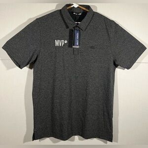 Travis Mathew The Zinna MVP Heather Black Men’s Polo Shirt Golf Performance Sz L